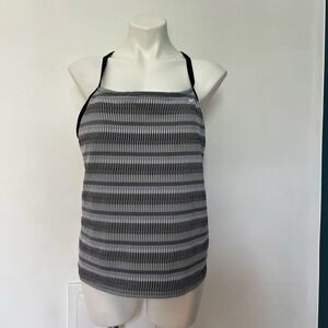 Nike Racer Back tank top built in bra with pads black and white